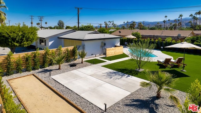 exterior space featuring a mountain view