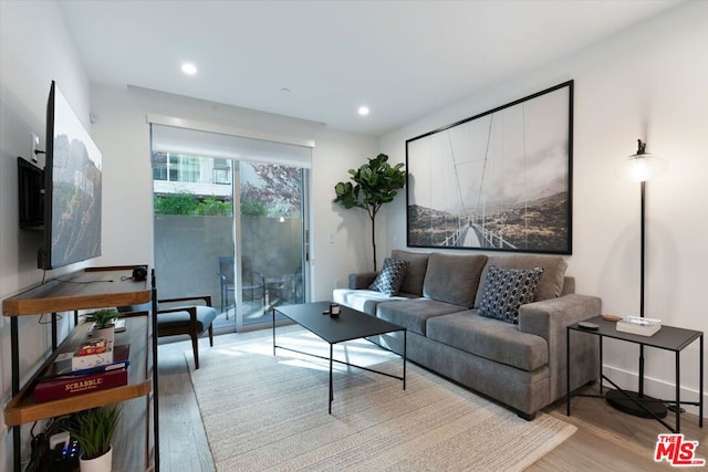 living room featuring light wood-type flooring