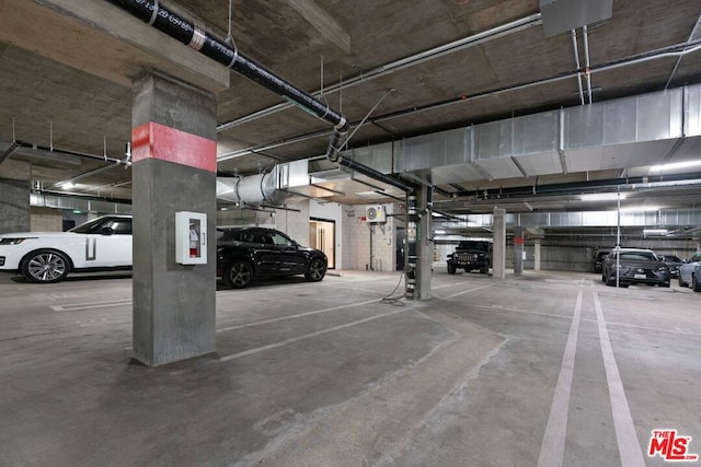 garage with a garage door opener