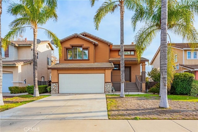 view of front of property with a garage