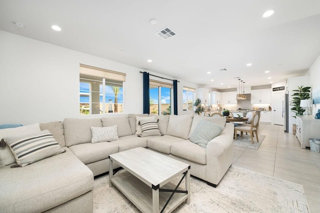 view of tiled living room