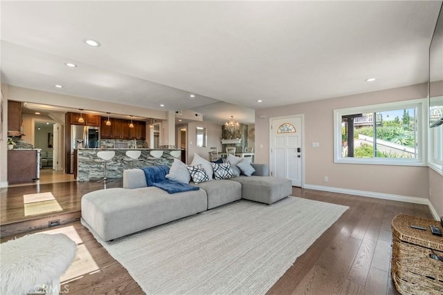 living room with wood-type flooring