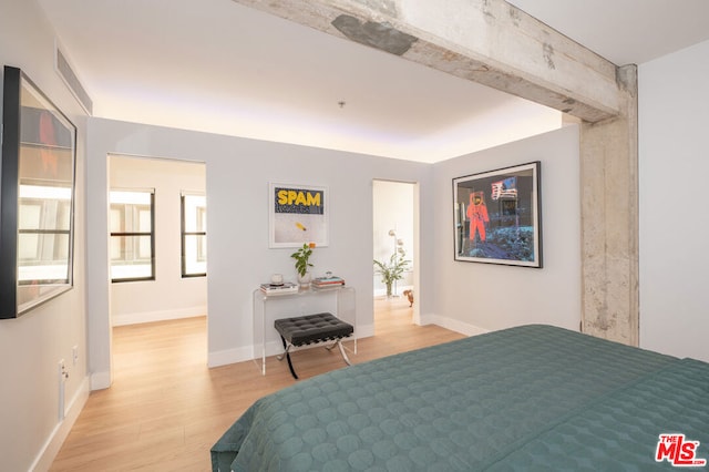 bedroom featuring light hardwood / wood-style flooring