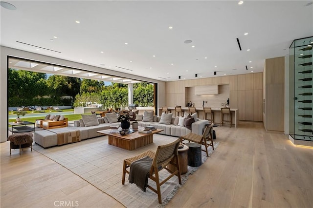 living room featuring light wood-type flooring