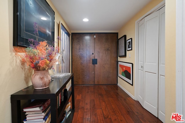 hall featuring dark hardwood / wood-style floors