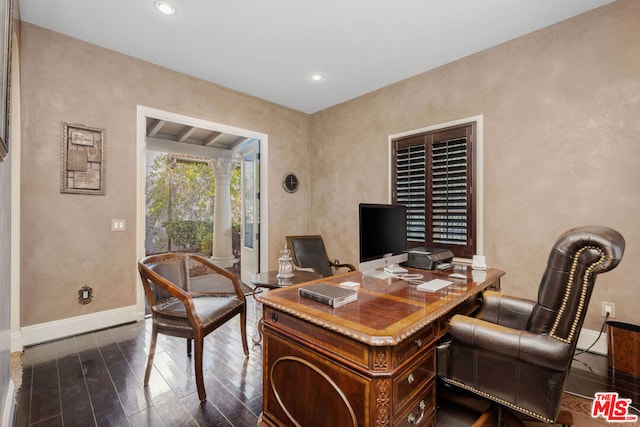 office featuring dark hardwood / wood-style floors