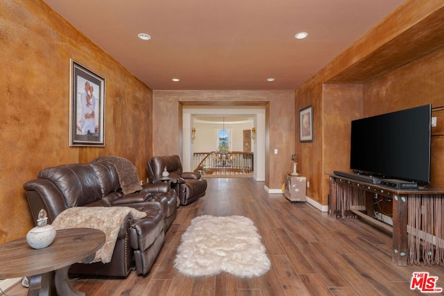 living room with wood-type flooring