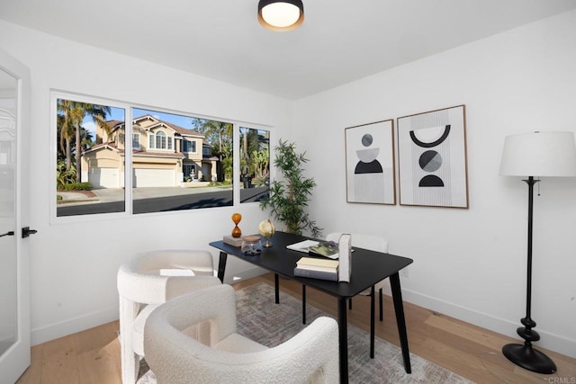 office area featuring hardwood / wood-style floors