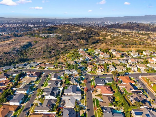 bird's eye view with a mountain view