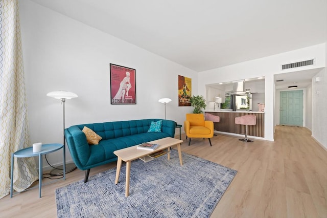 living room featuring light hardwood / wood-style floors