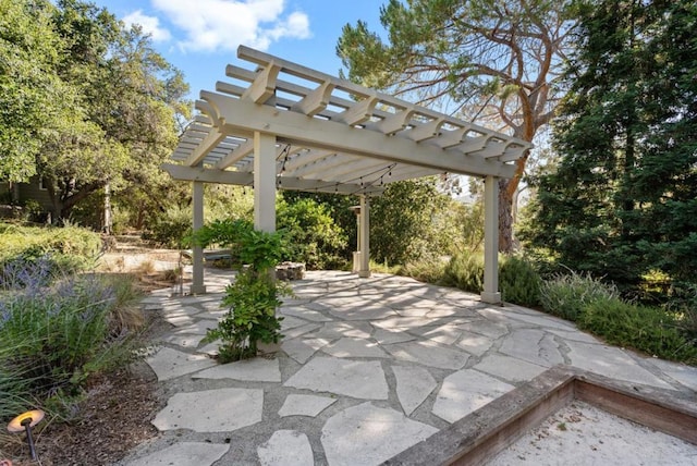 view of patio / terrace featuring a pergola