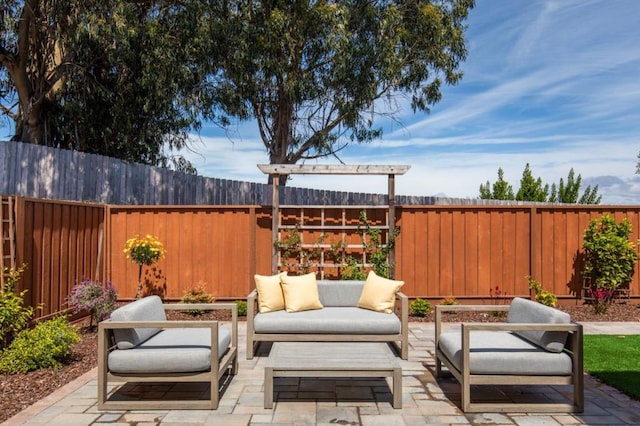 view of patio featuring outdoor lounge area