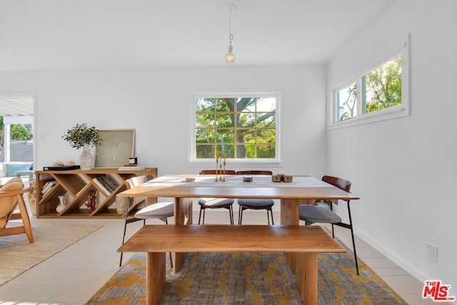 dining area with a wealth of natural light and light hardwood / wood-style flooring