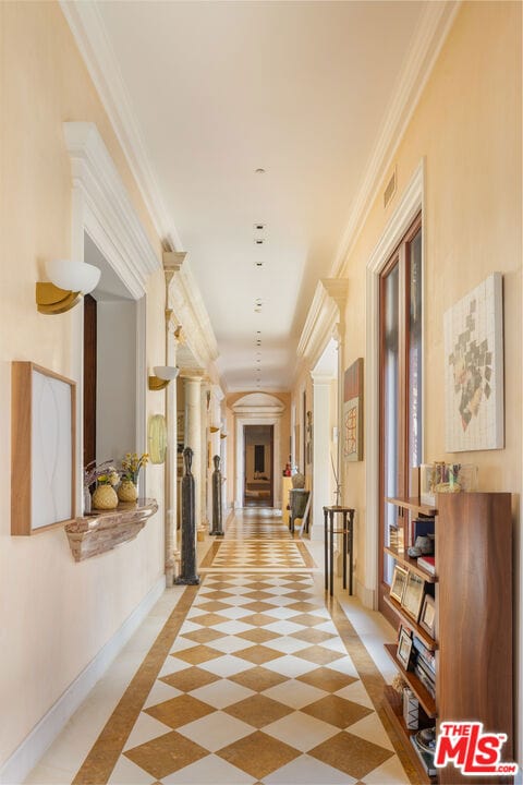 corridor with ornamental molding