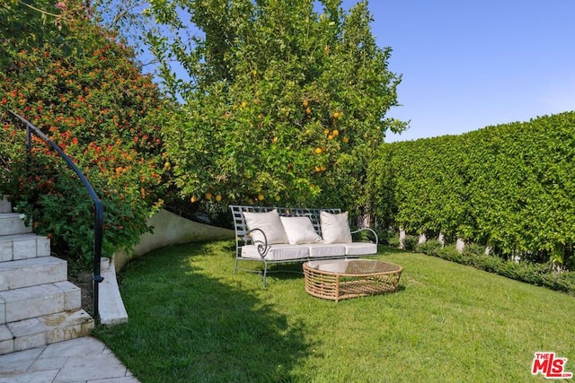 view of yard featuring an outdoor hangout area