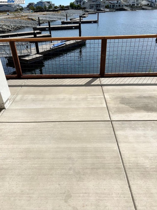 dock area featuring a water view