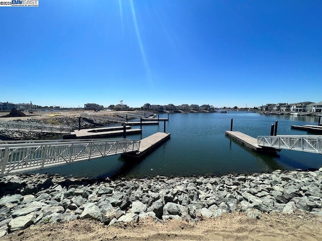 view of dock featuring a water view