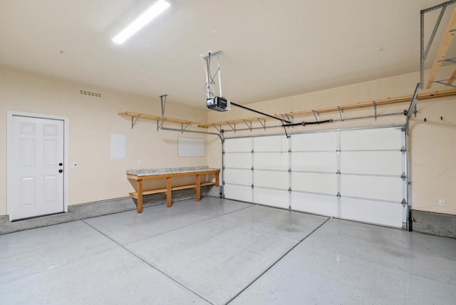 garage with a garage door opener