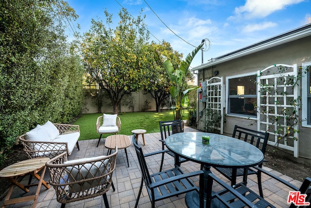 view of patio with an outdoor living space