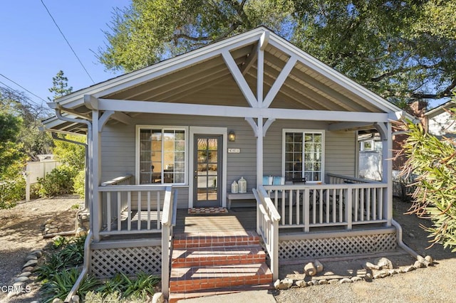 bungalow-style house with covered porch