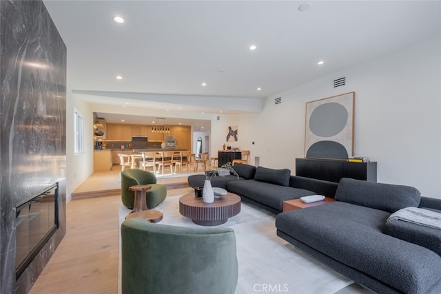 living room featuring light hardwood / wood-style flooring