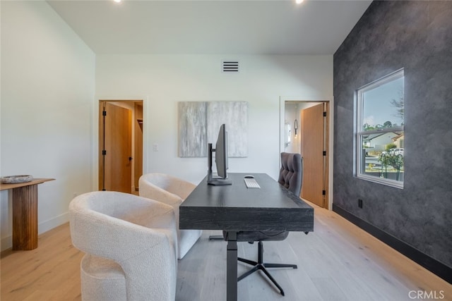 office featuring light hardwood / wood-style flooring