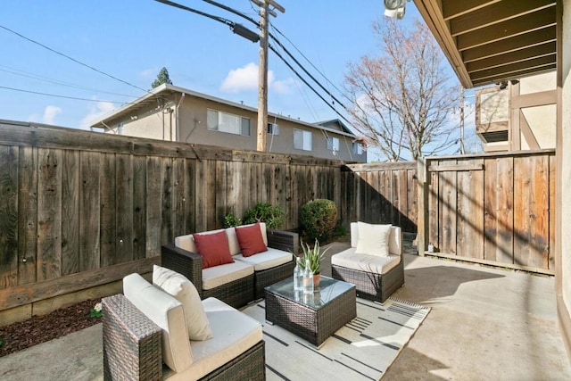 view of patio with an outdoor living space