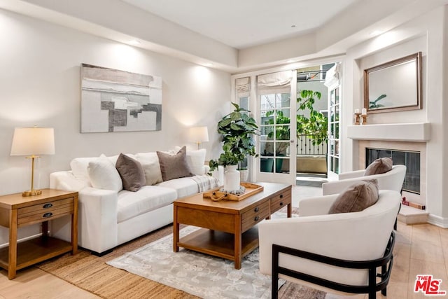 living room with light wood-type flooring