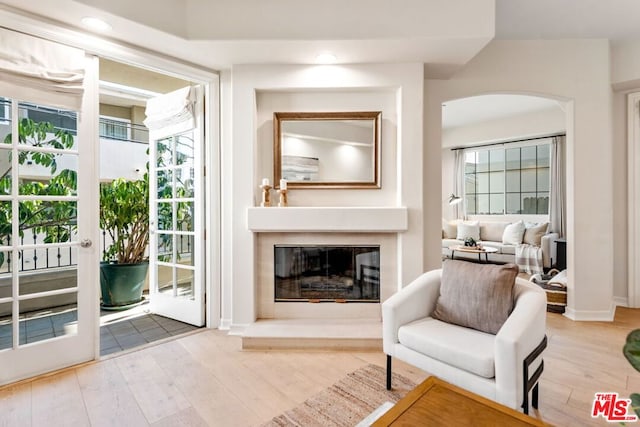 sitting room with wood-type flooring and a wealth of natural light