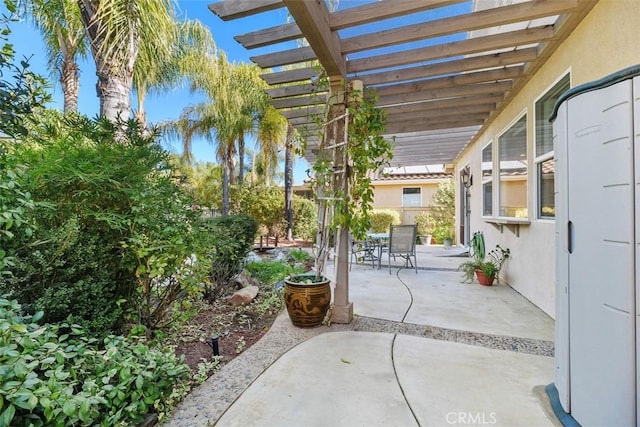 view of patio / terrace featuring a pergola