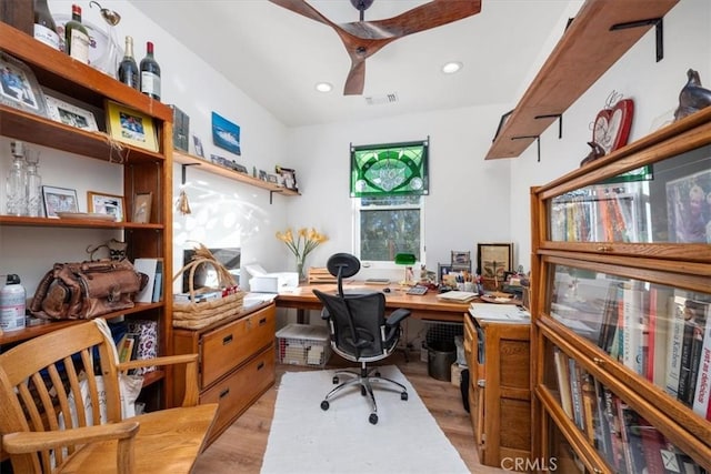 office space featuring light wood-type flooring