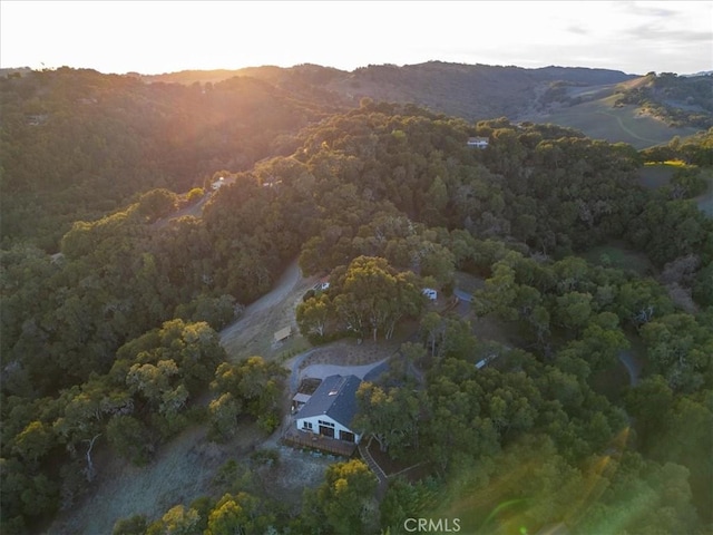 drone / aerial view with a mountain view