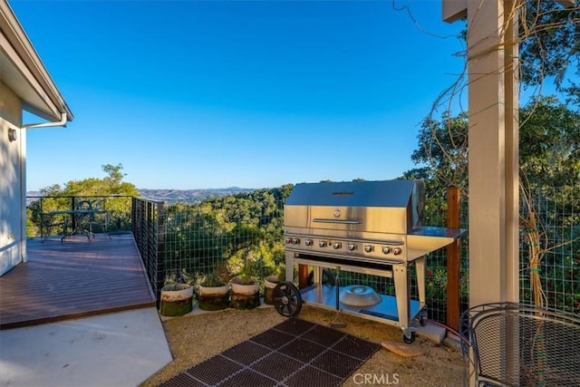 wooden balcony with a deck