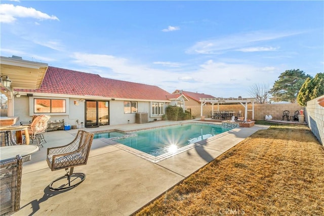 view of swimming pool with a pergola and a patio