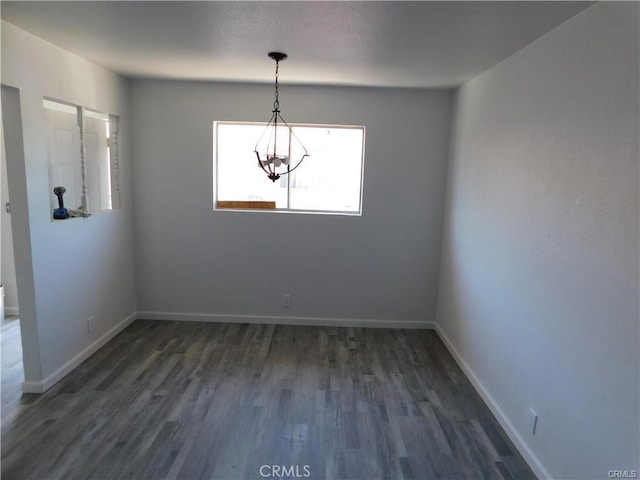 unfurnished dining area with dark hardwood / wood-style floors