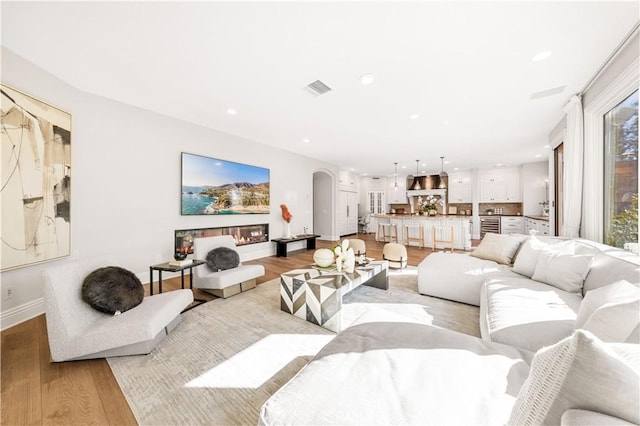 living room featuring light hardwood / wood-style flooring