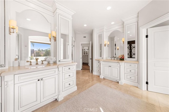 bathroom featuring vanity and tile patterned flooring