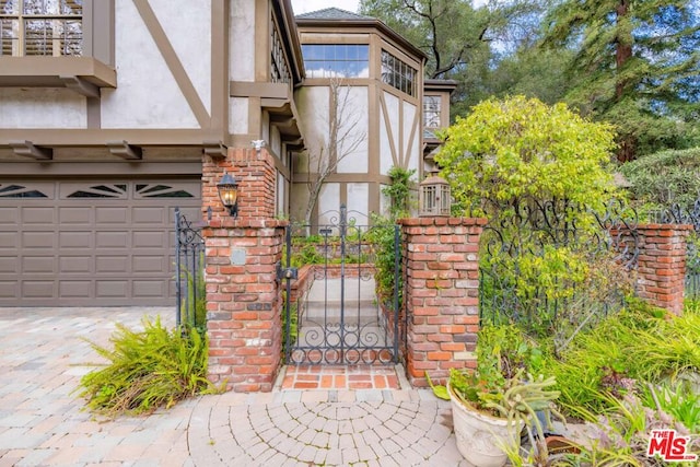 exterior space with a garage