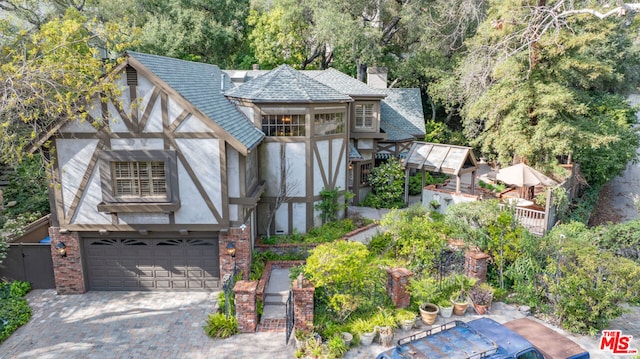 view of front of property with a garage