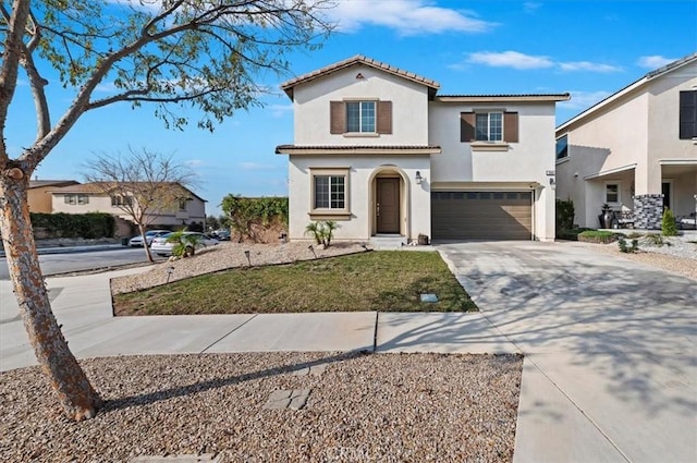 mediterranean / spanish-style home featuring a garage