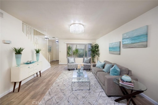 living room featuring light hardwood / wood-style floors