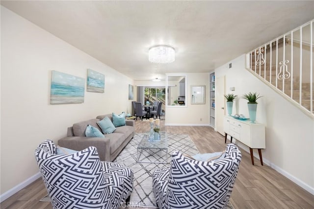 living room featuring light hardwood / wood-style floors