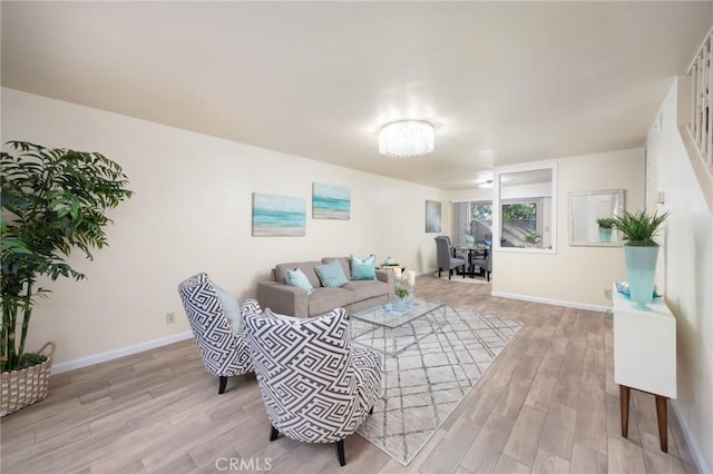 living room with light wood-type flooring