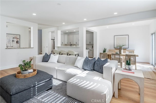 living room with light hardwood / wood-style floors