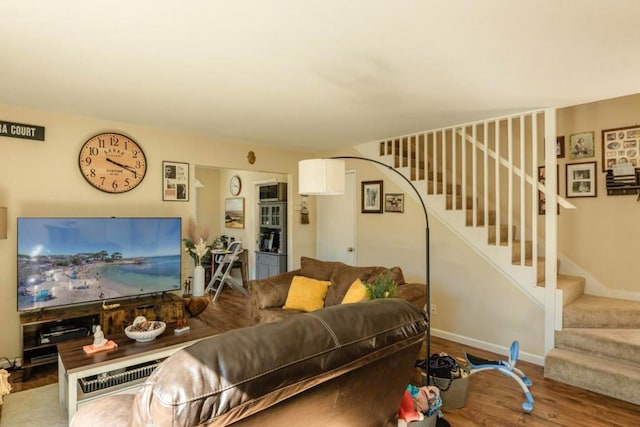 living room with hardwood / wood-style floors