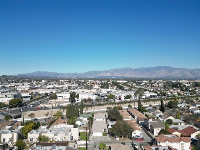 bird's eye view featuring a mountain view and a residential view