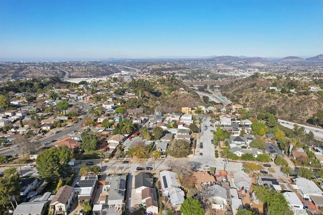 bird's eye view with a mountain view