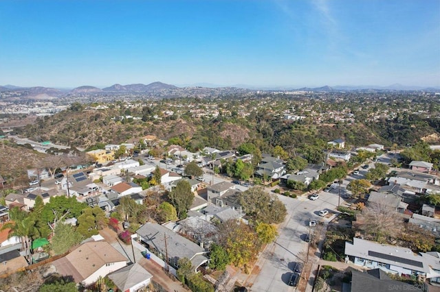 bird's eye view with a mountain view