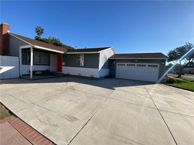 single story home with a garage