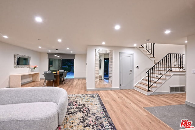 living room with light wood-type flooring